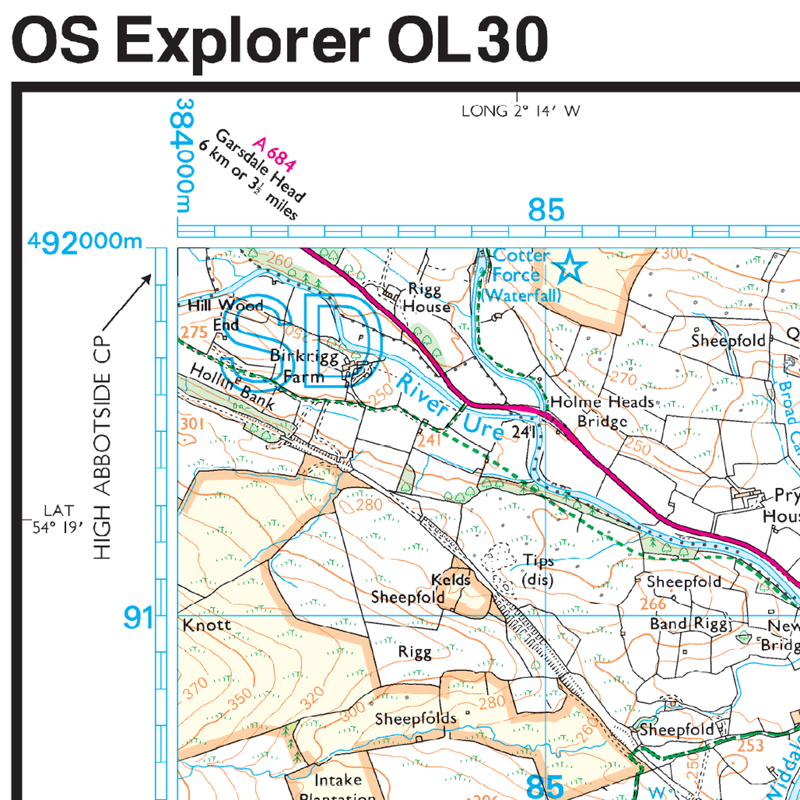OS Active Map OL30 - Yorkshire Dales - Northern and Central areas-2